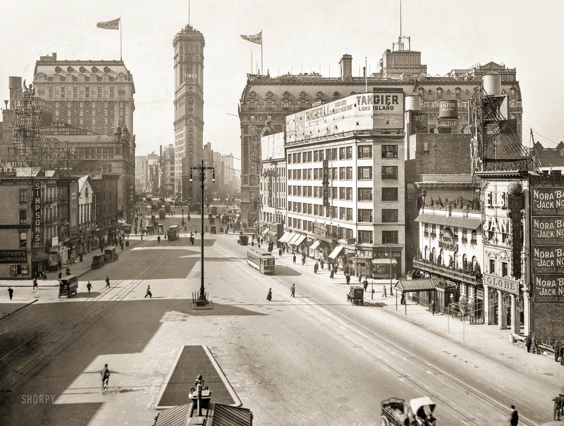 Times Square panorama looking north, c1911, showing the Times Tower, Astor Hotel, and the Hot Corner
