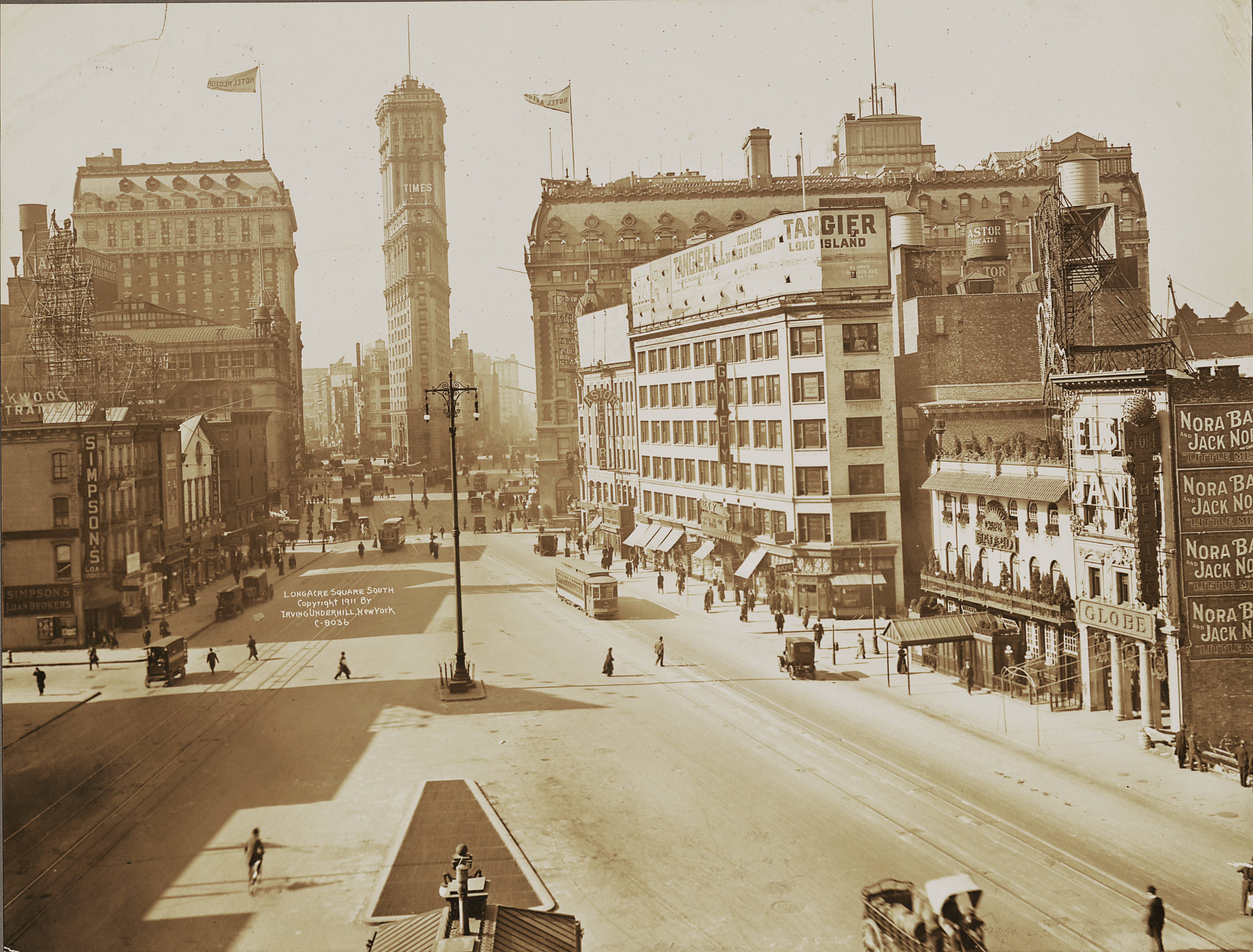 Cafe Madrid, Longacre Square, 1911, with rooftop greenery
