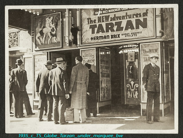 Globe Theatre marquee, The New Adventures of Tarzan, c1935
