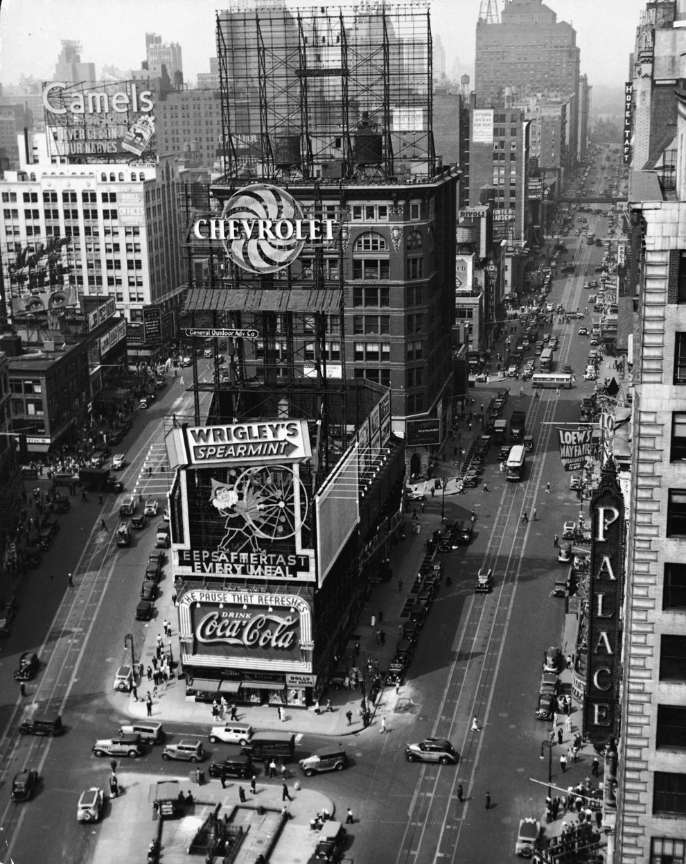 Time Square New York City aerial view