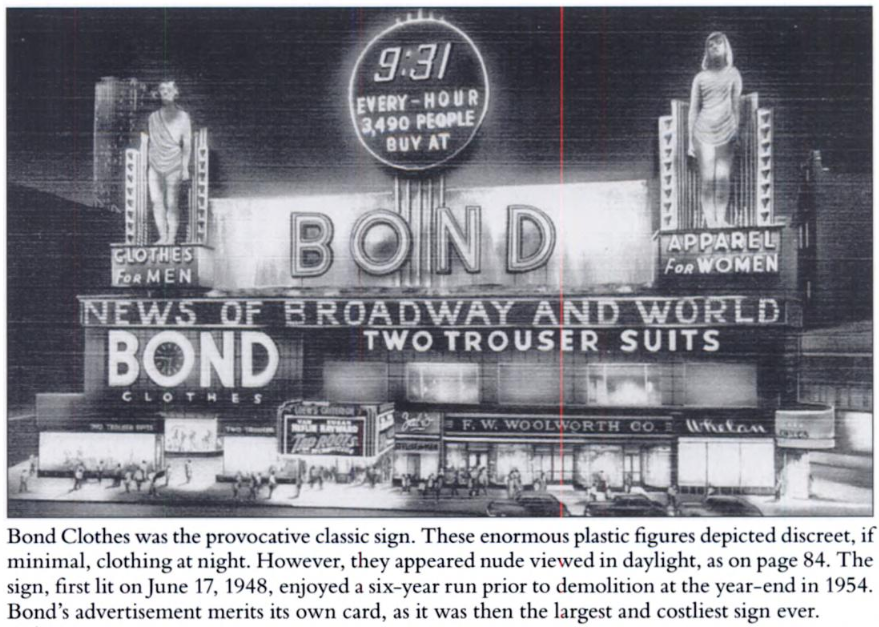 Bond Clothing advertisement along Broadway