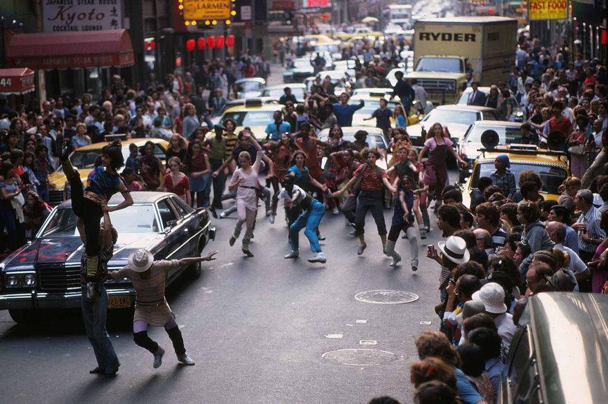 Scene from Fame (1980) with dancers in Times Square