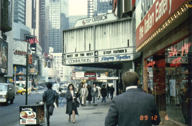 Criterion Theatre marquee showing generic movies in 1989