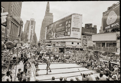 Joe Frazier sparring in Times Square, 1969